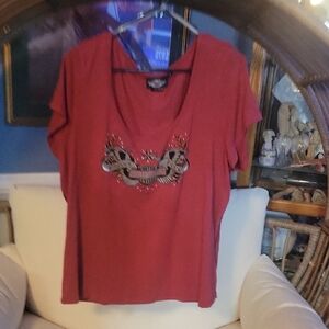 Women's Red Graphic Top